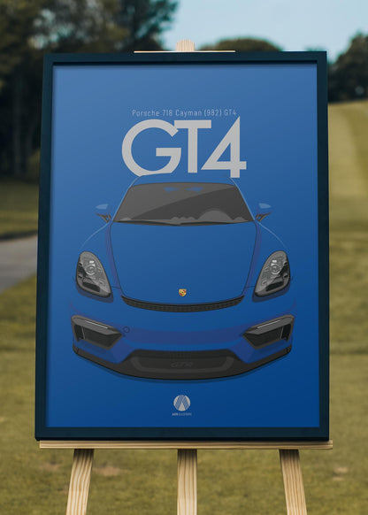 2020 Porsche 718 Cayman (982) GT4 Nogaro Blue  - poster print