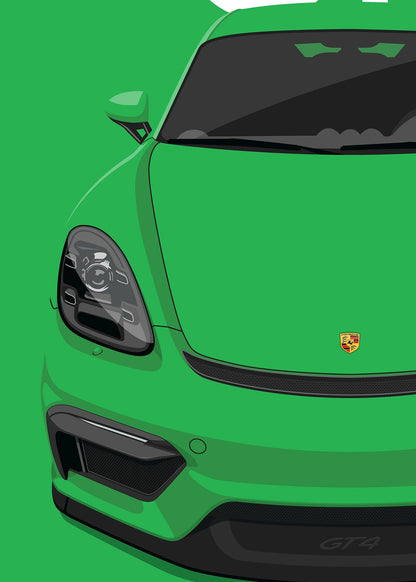 2020 Porsche 718 Cayman (982) GT4 Python Green  - poster print