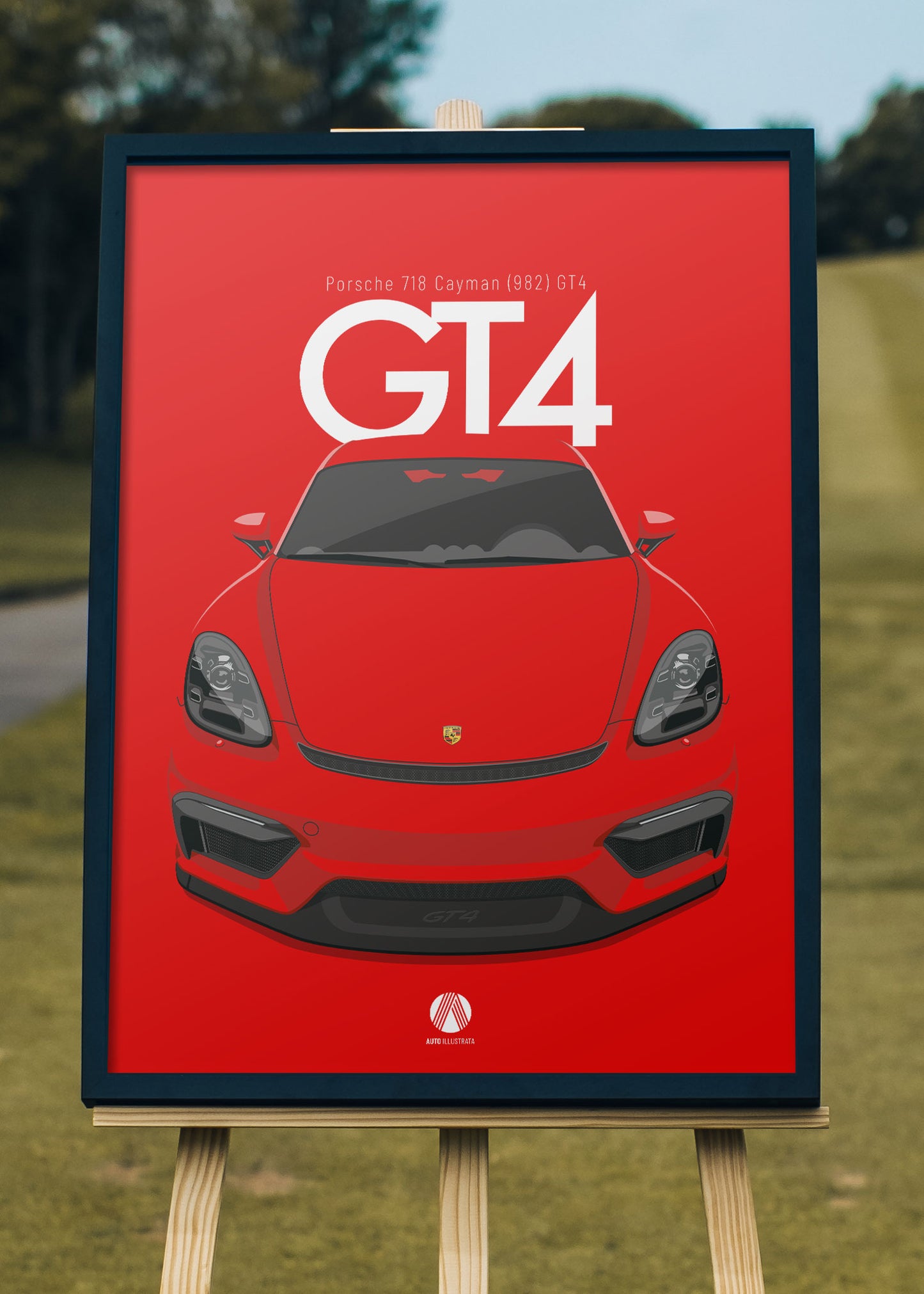 2020 Porsche 718 Cayman (982) GT4 Guards Red - poster print