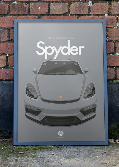 2020 Porsche 718 Spyder (982) - Artic Grey - poster print