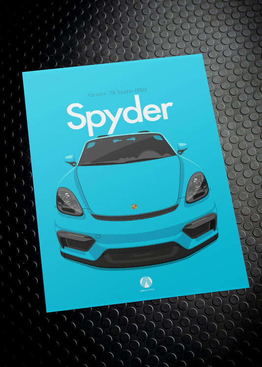 2020 Porsche 718 Spyder (982) - Miami Blue - poster print