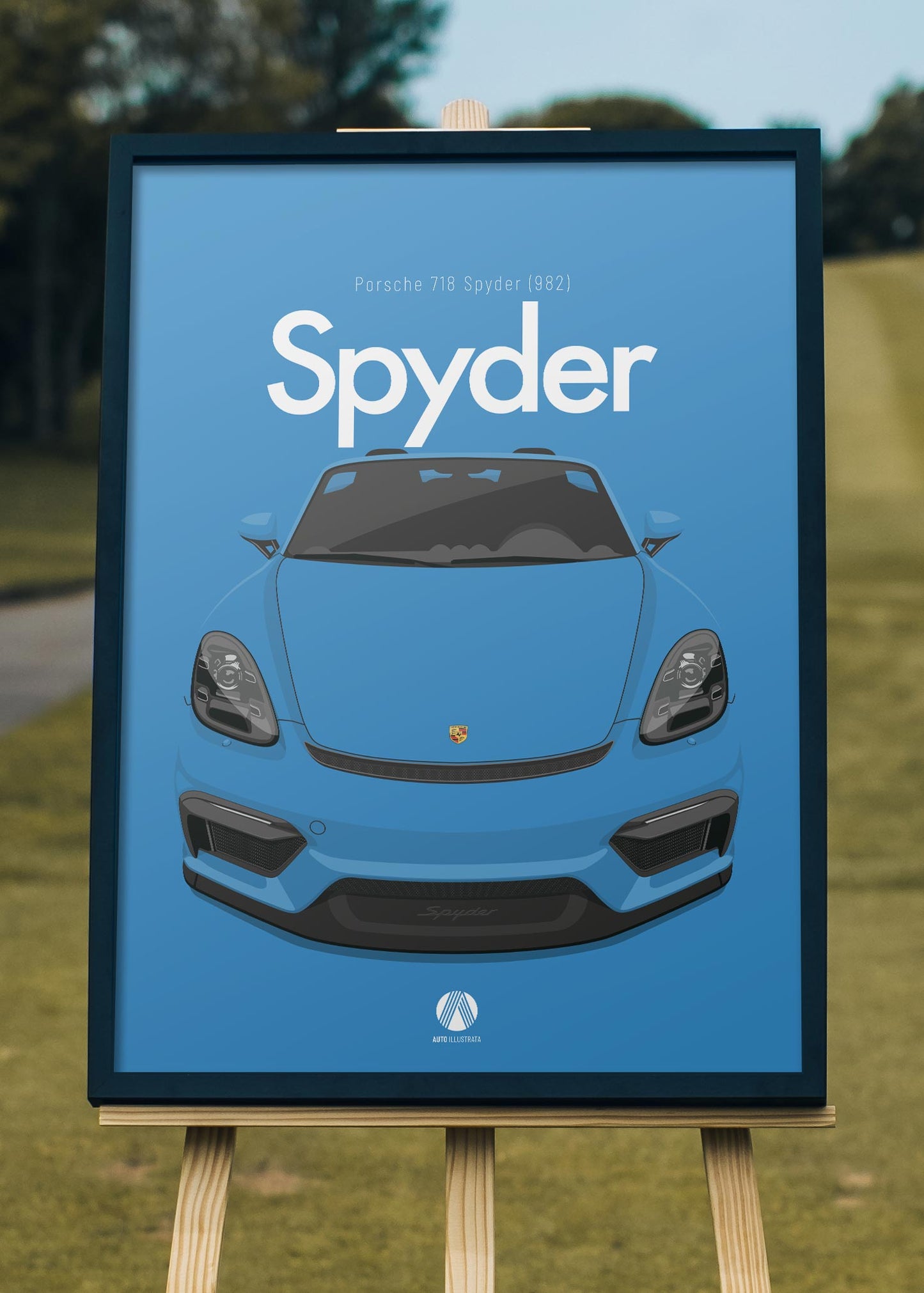 2020 Porsche 718 Spyder (982) - Oslo Blue - poster print