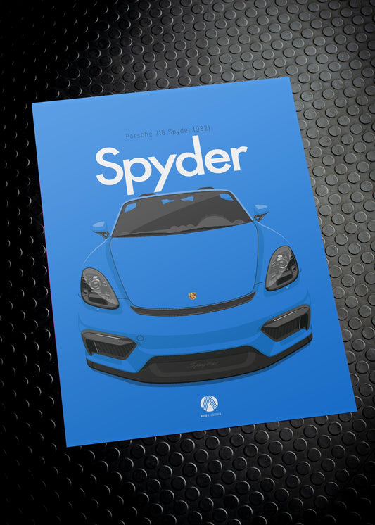2020 Porsche 718 Spyder (982) - Shark Blue - poster print