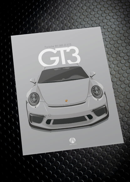 2017 Porsche 911 (991.2) GT3 GT Silver  - poster print