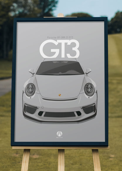2017 Porsche 911 (991.2) GT3 GT Silver  - poster print