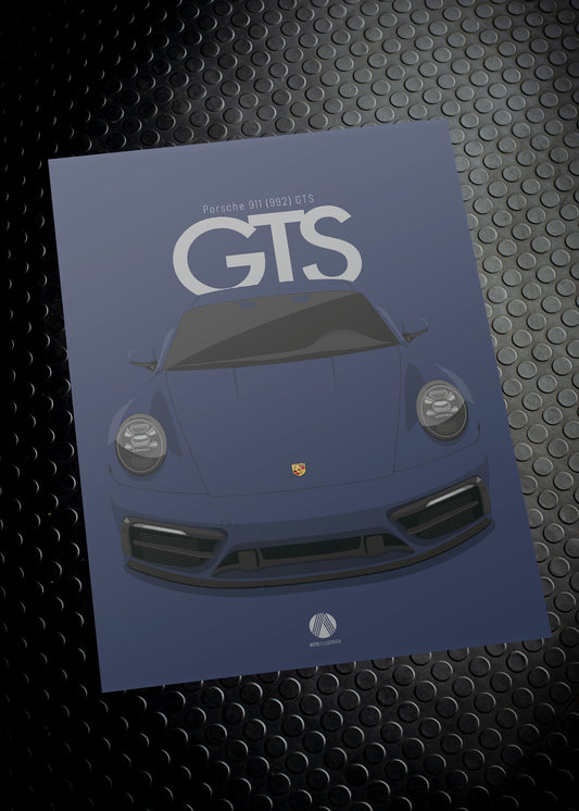 2021 Porsche 911 (992) GTS - Night Blue - poster print