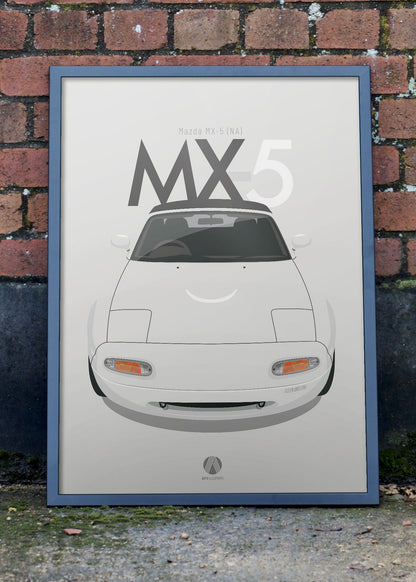 1990 Mazda MX5 Mk1 - Crystal White - poster print