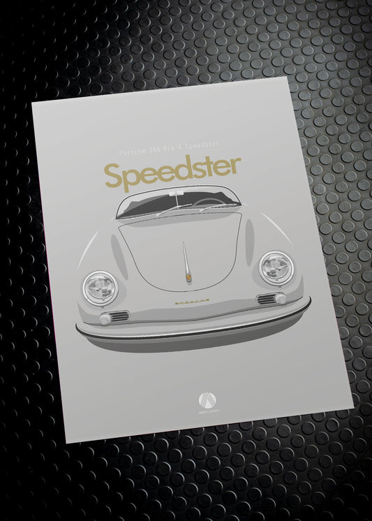 1957 Porsche 356 Speedster - Silver - poster print