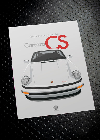 1988 Porsche 911 Carrera Club Sport - Grand Prix white - poster print