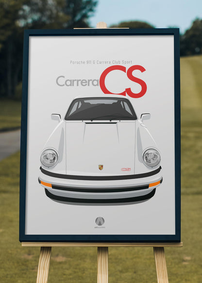 1988 Porsche 911 Carrera Club Sport - Grand Prix white - poster print