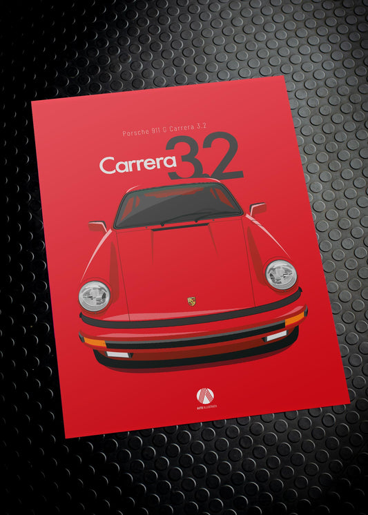 1986 Porsche 911 Carrera 3.2 - 027 Indischrot - poster print