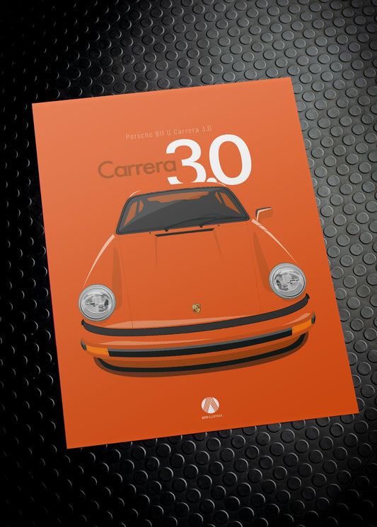 1977 Porsche 911 Carrera 3.0 - 107 Continental Orange - poster print