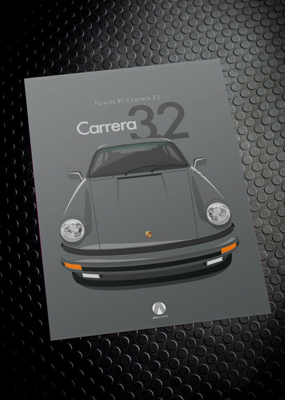 1989 Porsche 911 Carrera 3.2 - 693 Steingrau - poster print