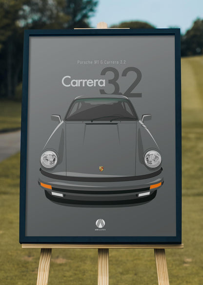 1989 Porsche 911 Carrera 3.2 - 693 Steingrau - poster print