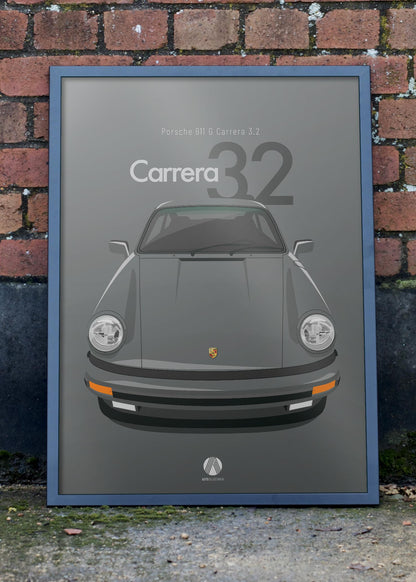 1989 Porsche 911 Carrera 3.2 - 693 Steingrau - poster print