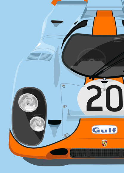 1970 Porsche 917K Gulf No.20 24h Le Mans - poster print