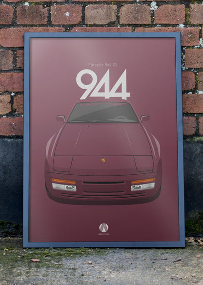 1990 Porsche 944 S2 - LM3Y Granatrot - poster print