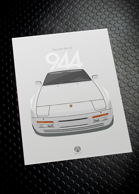 1989 Porsche 944 S2 - L90E Alpine White - poster print