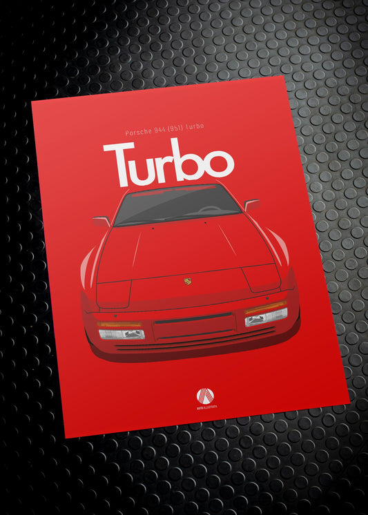 1986 Porsche 944 (951) Turbo - 027 Indischrot - poster print