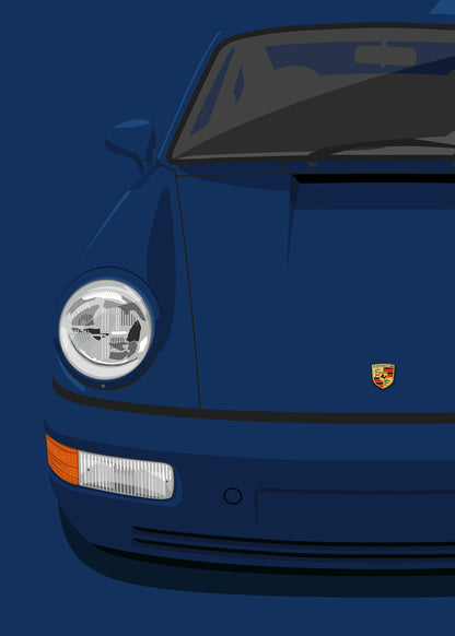 1992 Porsche 911 (964) Carrera 2 - Midnight Blue - poster print