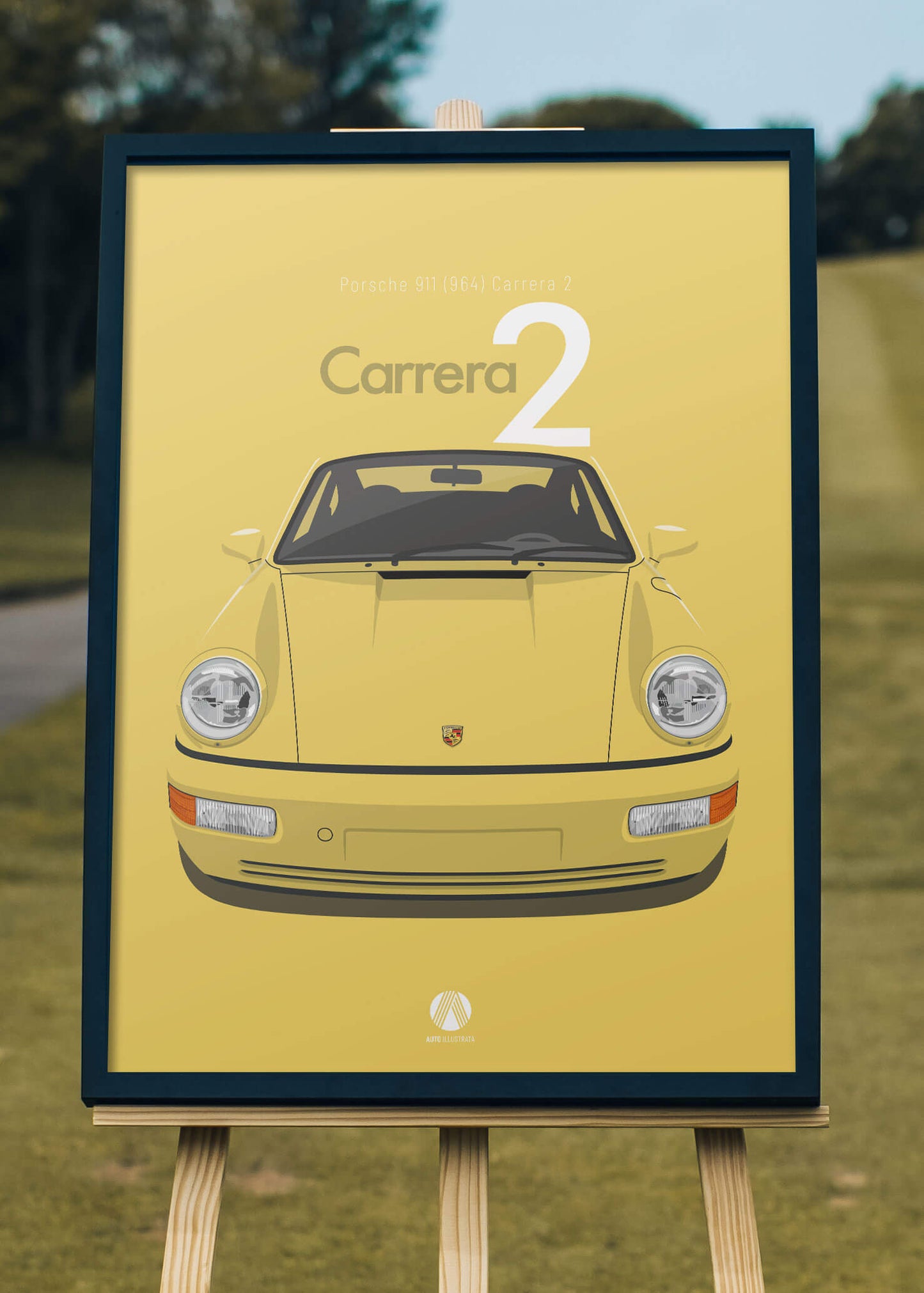 1992 Porsche 911 (964) Carrera 2 - Hellgelb - poster print