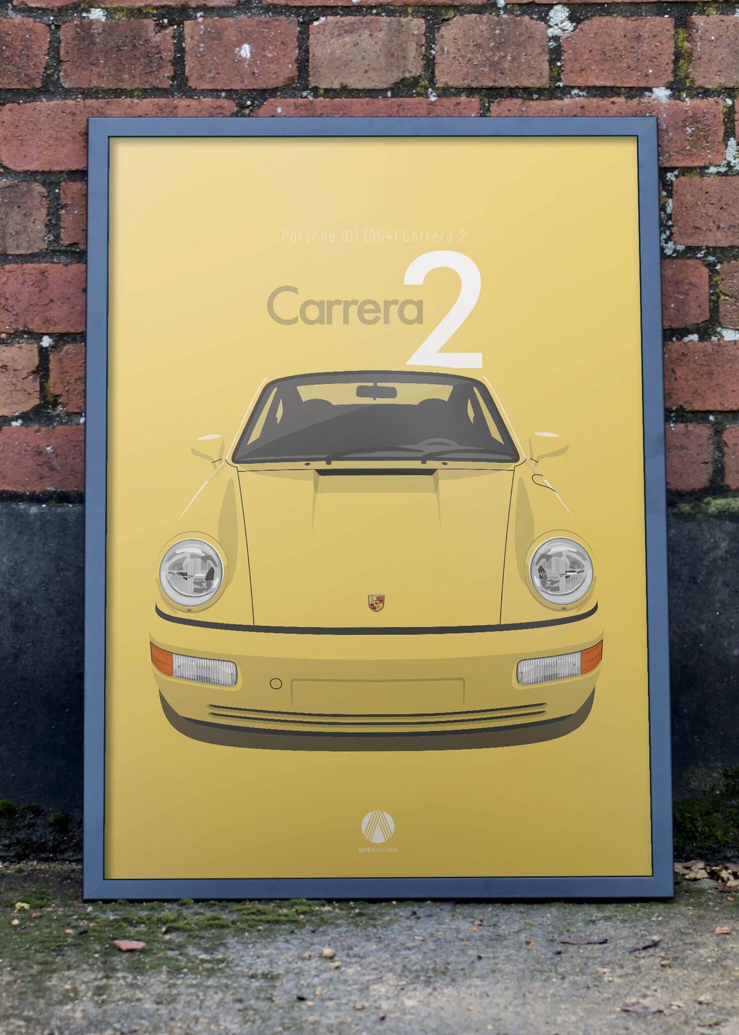 1992 Porsche 911 (964) Carrera 2 - Hellgelb - poster print