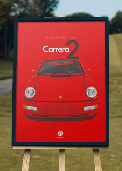 1992 Porsche 911 (964) Carrera 2 - Guards Red - poster print