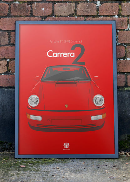 1992 Porsche 911 (964) Carrera 2 - Guards Red - poster print