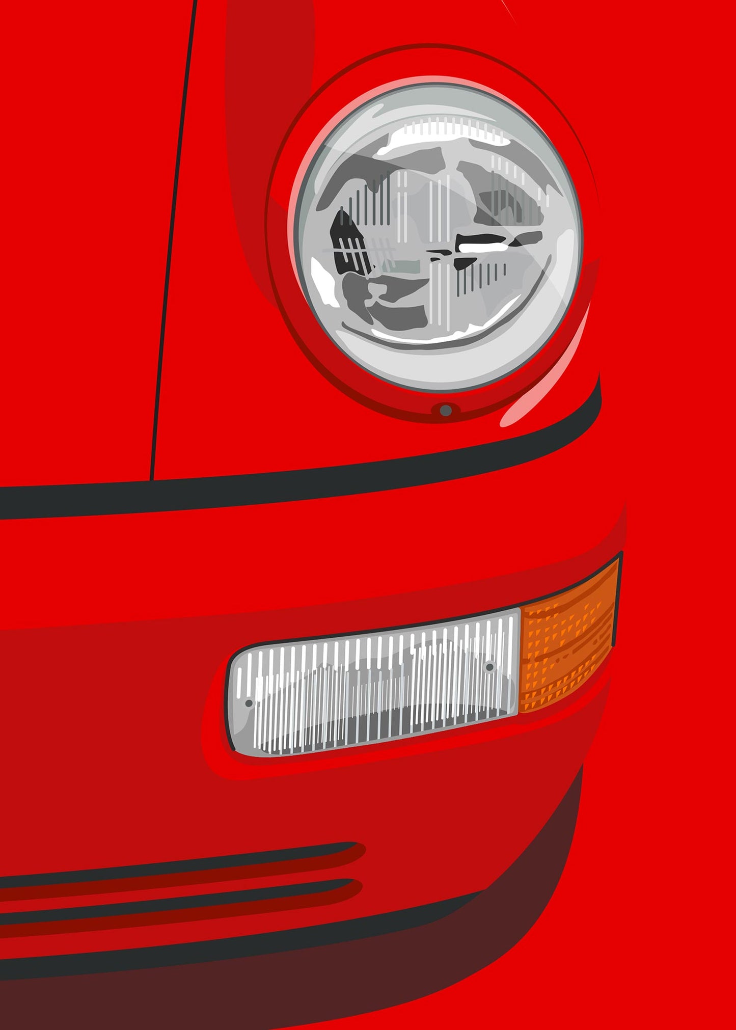 1992 Porsche 911 (964) Carrera 2 - Guards Red - poster print