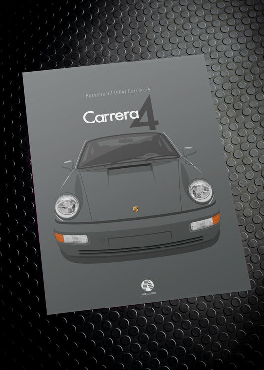 1991 Porsche 911 (964) Carrera 4 - Slate Grey - poster print
