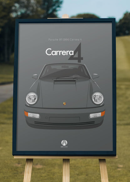 1991 Porsche 911 (964) Carrera 4 - Slate Grey - poster print