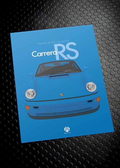 1992 Porsche 911 (964) Carrera RS - Maritime Blue - poster print