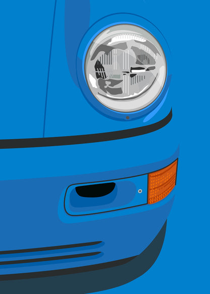 1992 Porsche 911 (964) Carrera RS - Maritime Blue - poster print