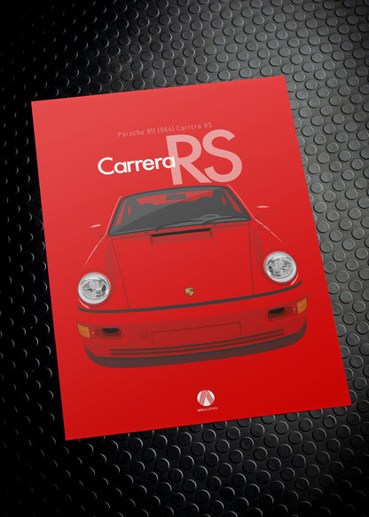 1992 Porsche 911 (964) Carrera RS Guards Red - poster print