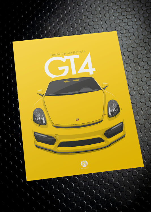 2015 Porsche Cayman (981) GT4 - Racing Yellow - poster print