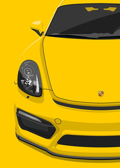 2015 Porsche Cayman (981) GT4 - Racing Yellow - poster print