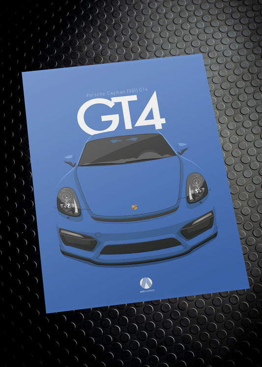 2015 Porsche Cayman (981) GT4 - Sapphire Blue - poster print