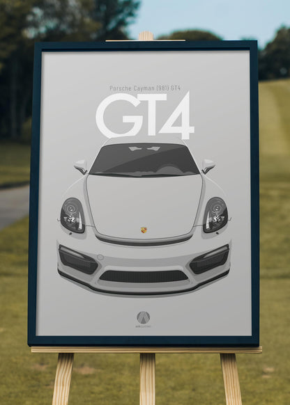 2015 Porsche Cayman (981) GT4 - GT Silver - poster print