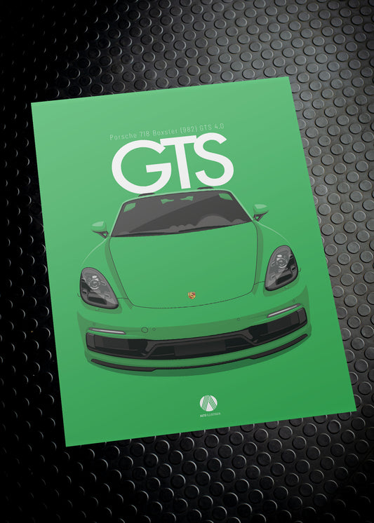 2020 Porsche Boxster (982) GTS 4.0 - Python Green - poster print