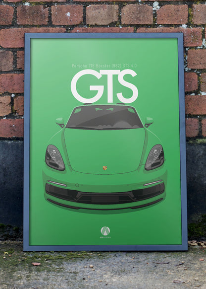 2020 Porsche Boxster (982) GTS 4.0 - Python Green - poster print