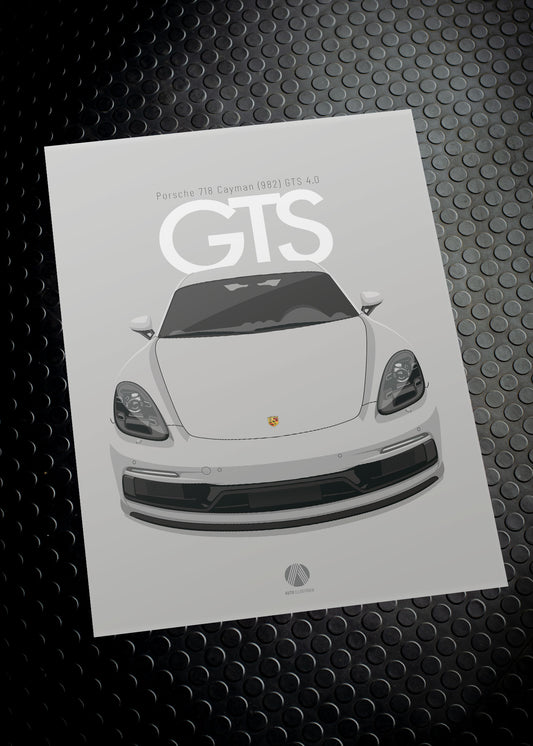 2020 Porsche Cayman (982) GTS 4.0 - Crayon - poster print