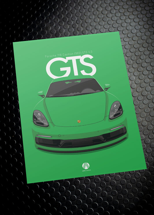 2020 Porsche Cayman (982) GTS 4.0 - Python Green - poster print