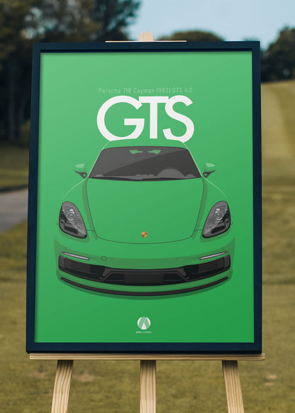 2020 Porsche Cayman (982) GTS 4.0 - Python Green - poster print