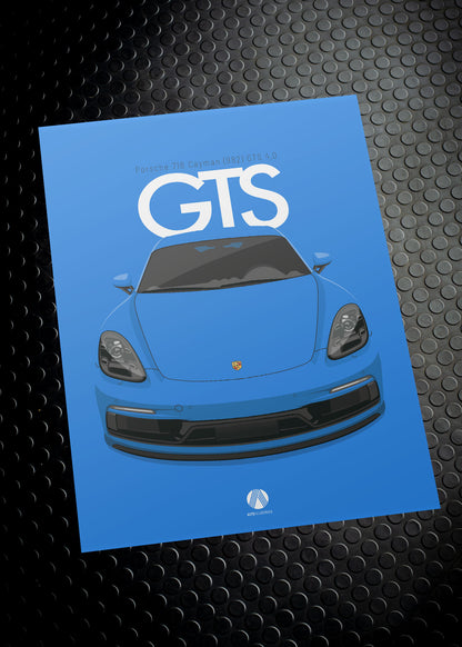 2020 Porsche Cayman (982) GTS 4.0 - Shark Blue - poster print