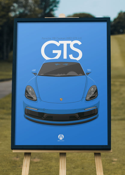 2020 Porsche Cayman (982) GTS 4.0 - Shark Blue - poster print