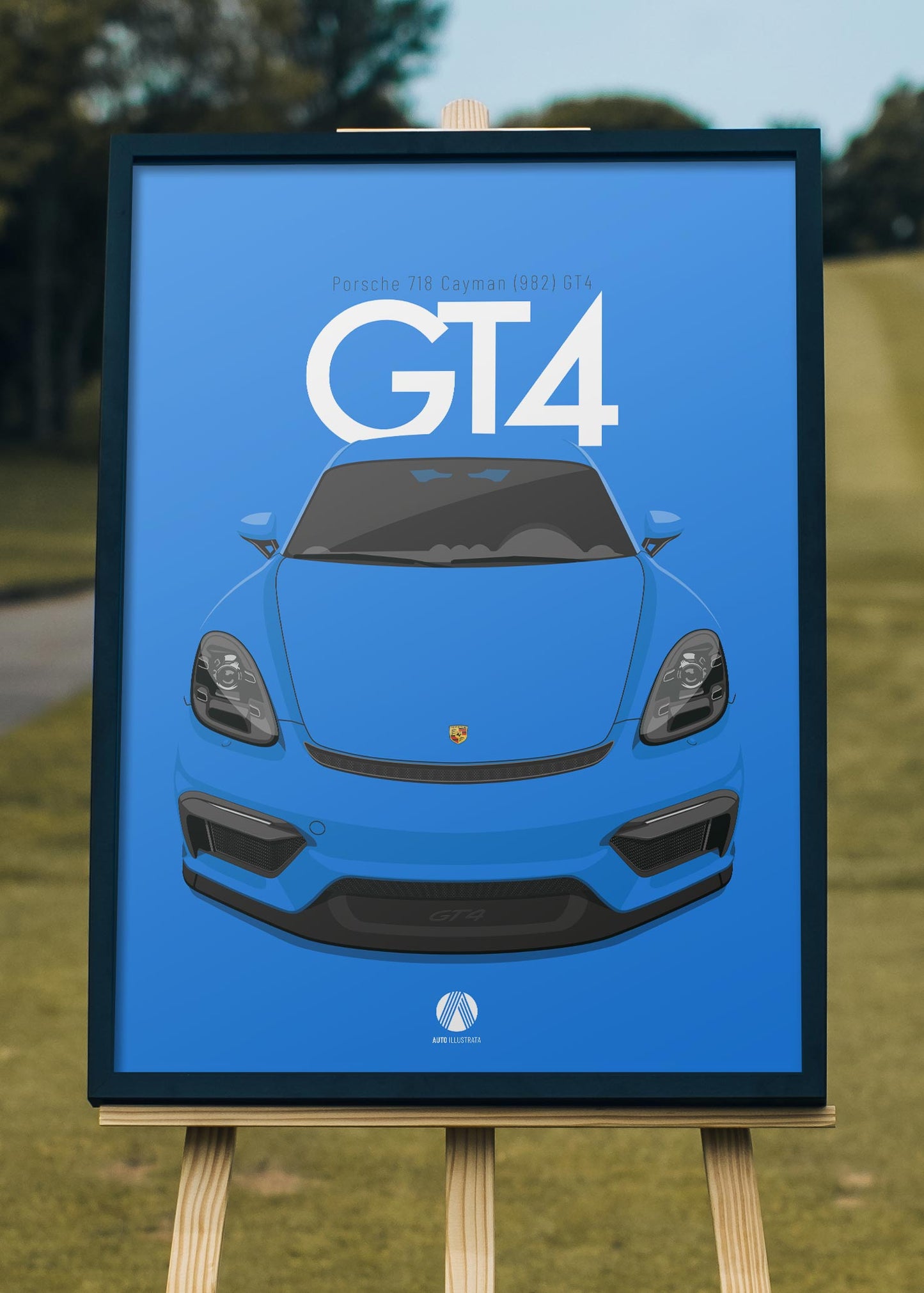 2020 Porsche 718 Cayman (982) GT4 Shark Blue  - poster print