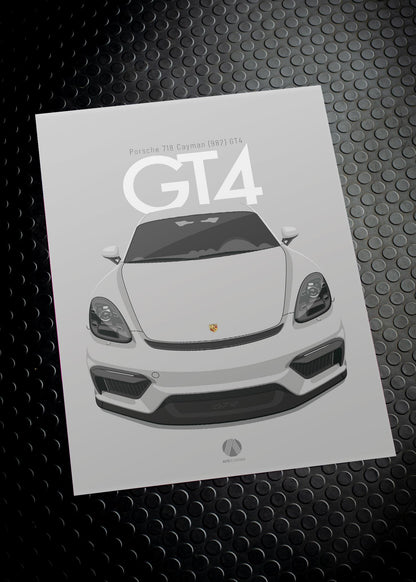 2020 Porsche 718 Cayman (982) GT4 Crayon - poster print