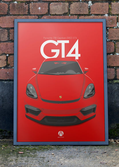 2020 Porsche 718 Cayman (982) GT4 Guards Red - poster print