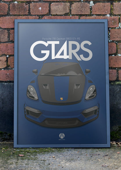 2023 Porsche 718 GT4 RS (982) - Gentian Blue - poster print
