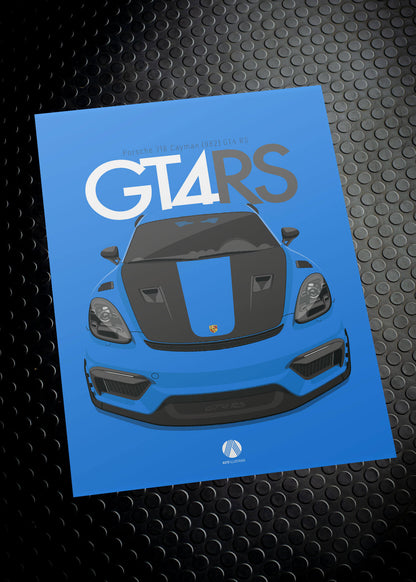 2023 Porsche 718 GT4 RS (982) - Shark Blue - poster print